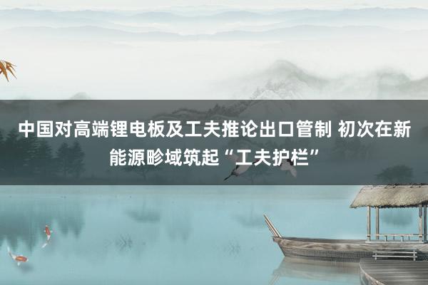 中国对高端锂电板及工夫推论出口管制 初次在新能源畛域筑起“工夫护栏”